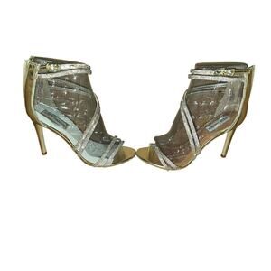 Steve Madden Gold Strappy Bling Heels Pre-Owned Good Condition